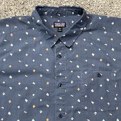 Men’s PATAGONIA ‘Go-To’ Blue Cotton Button-Down Shirt - Size XXL