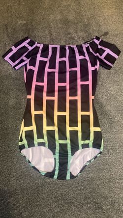 Rainbow Brick Print Bodysuit 