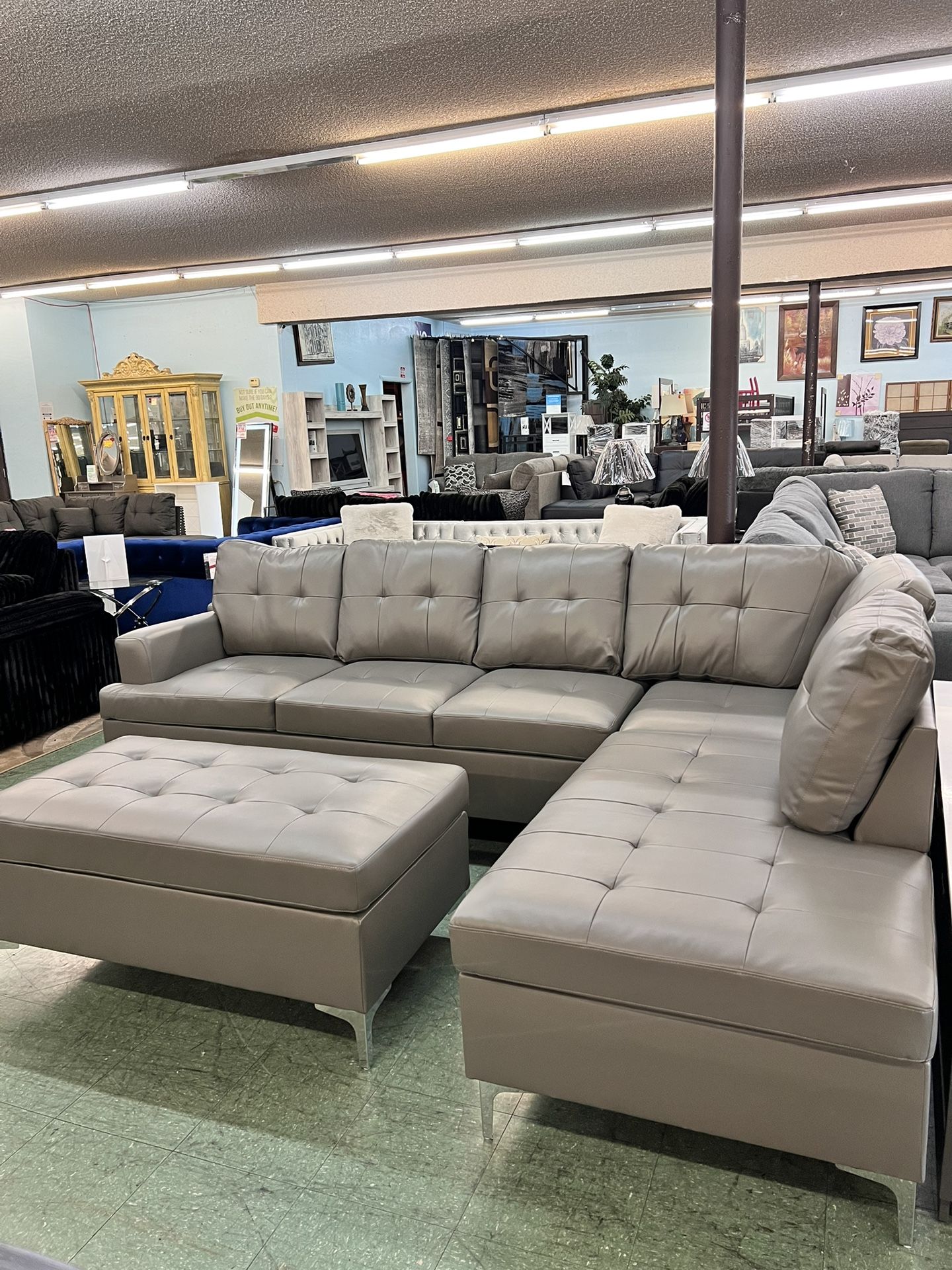 🥳Hot Deal🥳Brand New 2pc Leather Sectional With Ottoman $899, Finance Available, Delivery Available