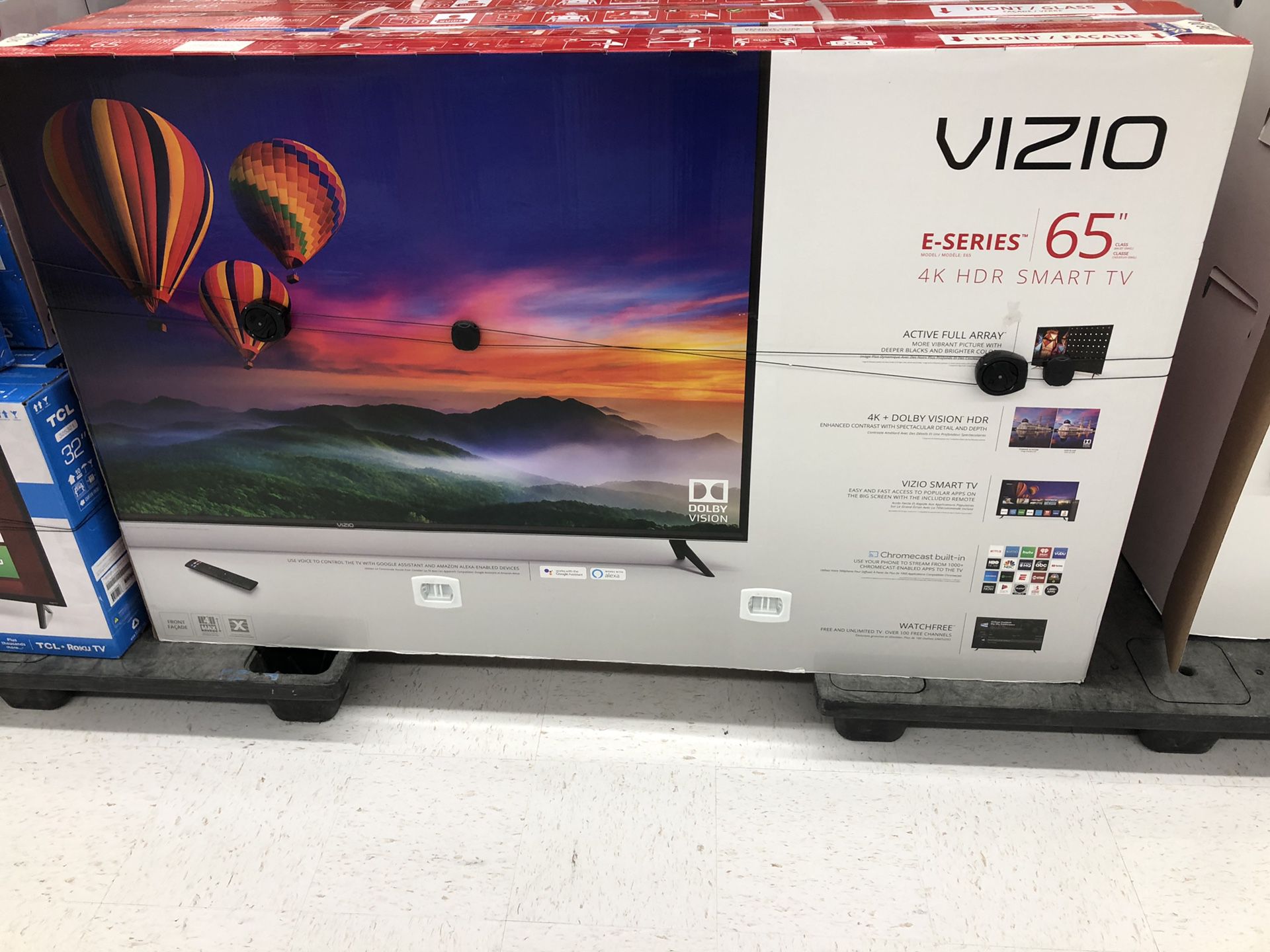 Vizio 65” smart tv 4K HDR free wall mount install free delivery