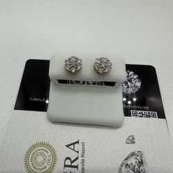 10mm  VVS Rose Gold Moissanite Flower Studs (Screw Back)