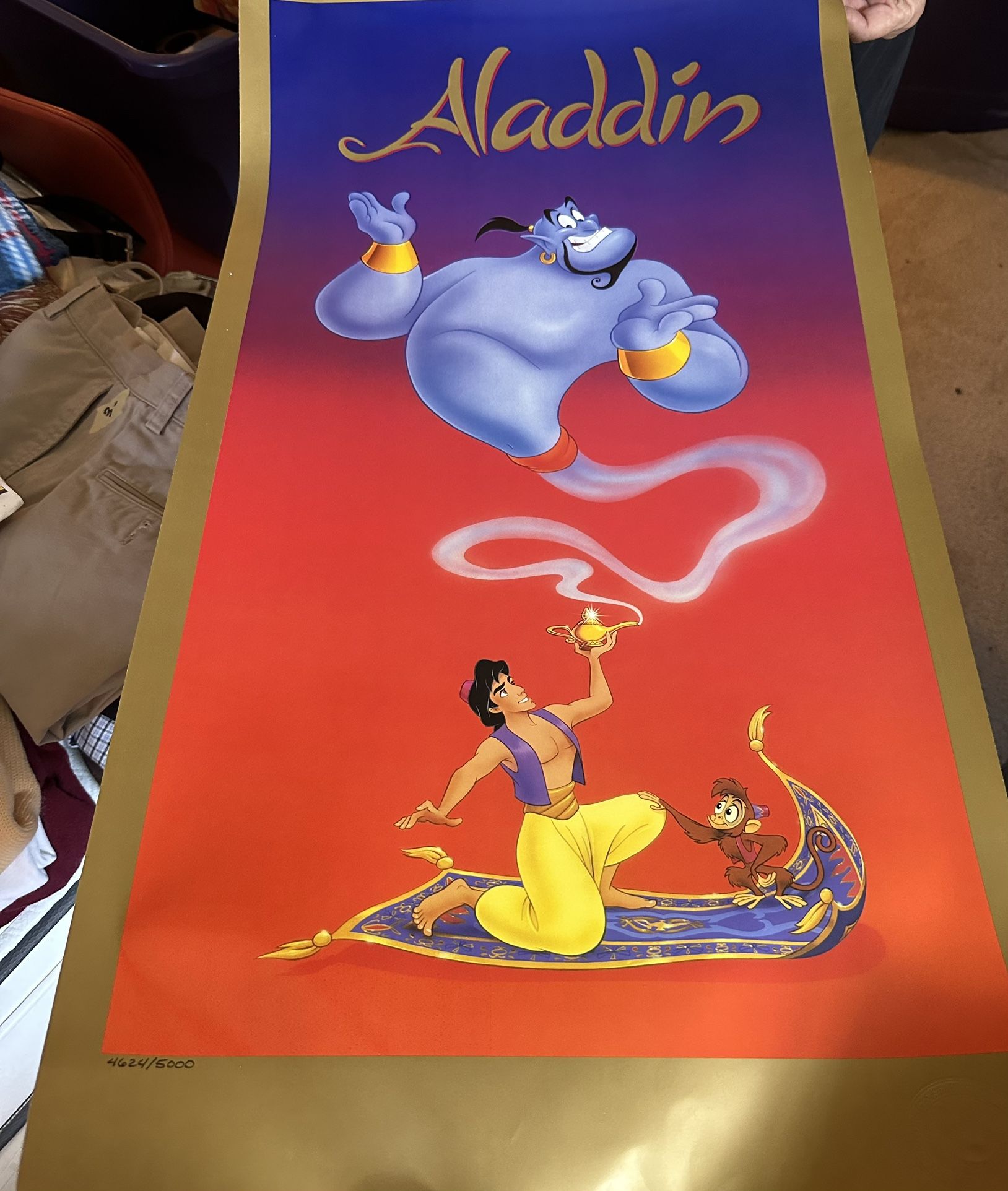 ALADDIN CAST MEMBER ONLY LIMITED EDITION POSTER #4624/5000 (WALT DISNEY, 1992)