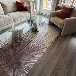 Modern Beige & Brown Living Room Carpet