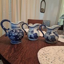 Blue and White Pitchers (Sold Separately)