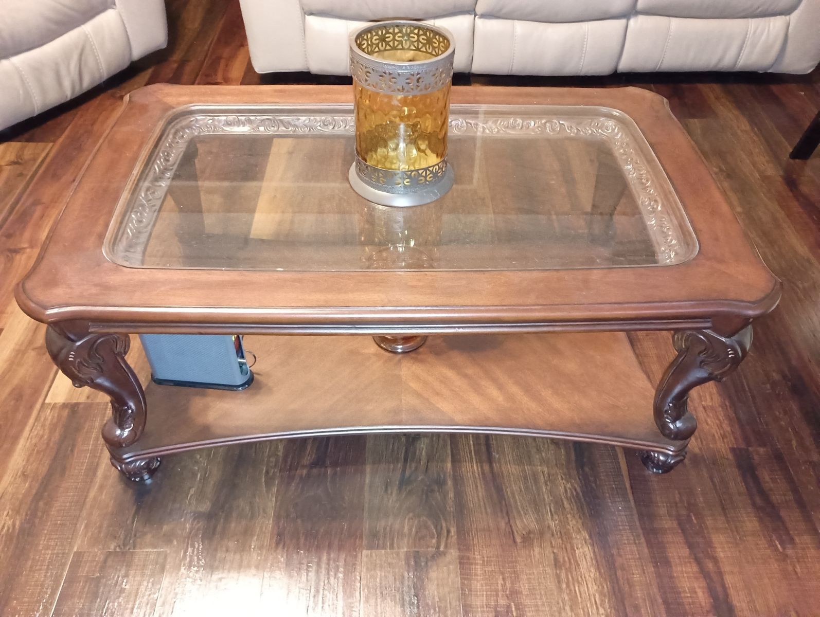 Wood And Glass Living Room Coffee Table