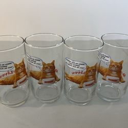 Vintage 1981 Morris The Cat 9-Lives Collectible Glass 8pc Set