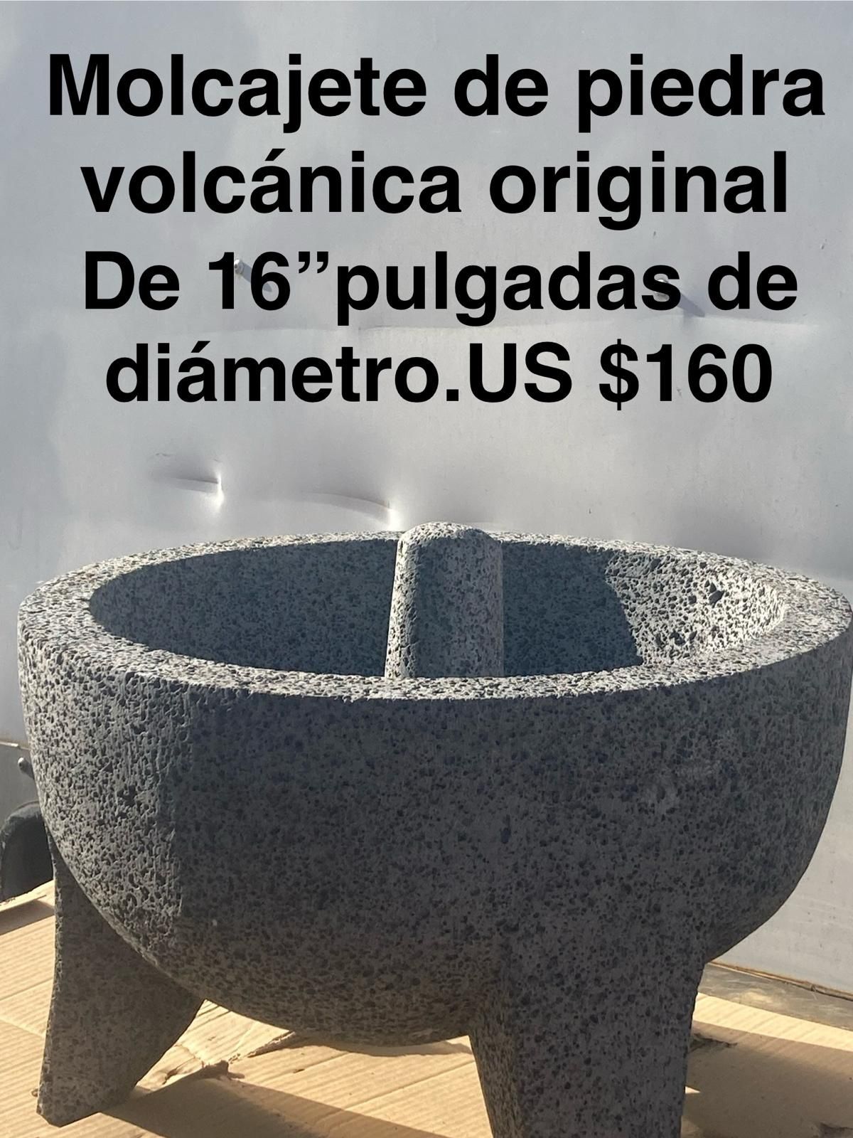 Molcajete De Piedra Volcánica Extra Grande 16 Pulgadas 