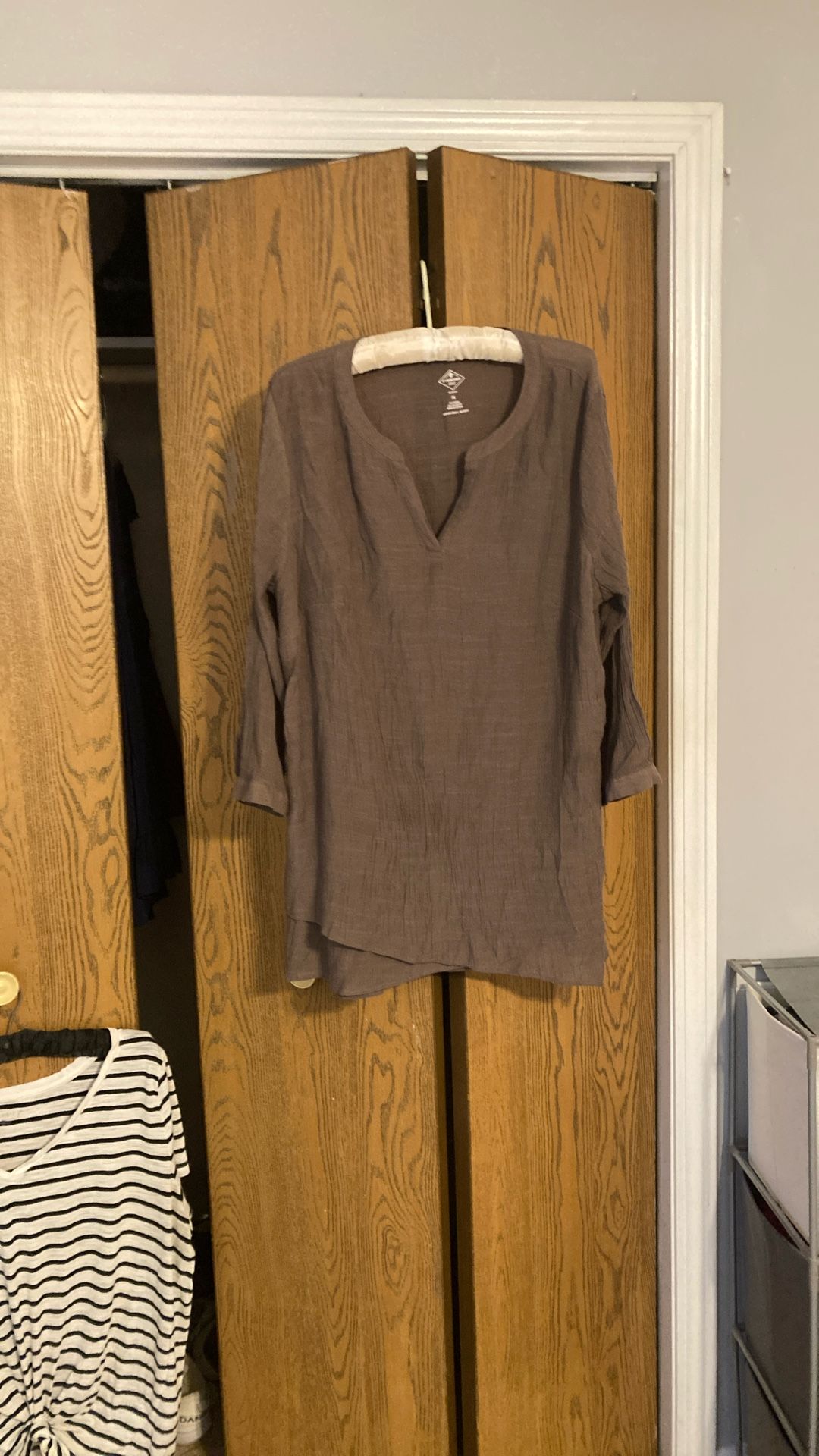Brown, long sleeve summer top size one X