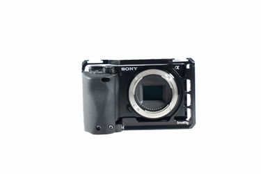 Sony alpha a6100 apsc mirrorless camera with small rig cage