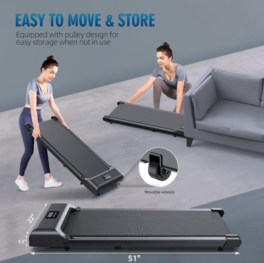 Walking Pad,Under Desk Treadmill 2 in 1 Treadmills,Portable Walking Treadmill 2.5HP, 320lbs Max Weight Remote Control LED Display,Installation-Free Jo