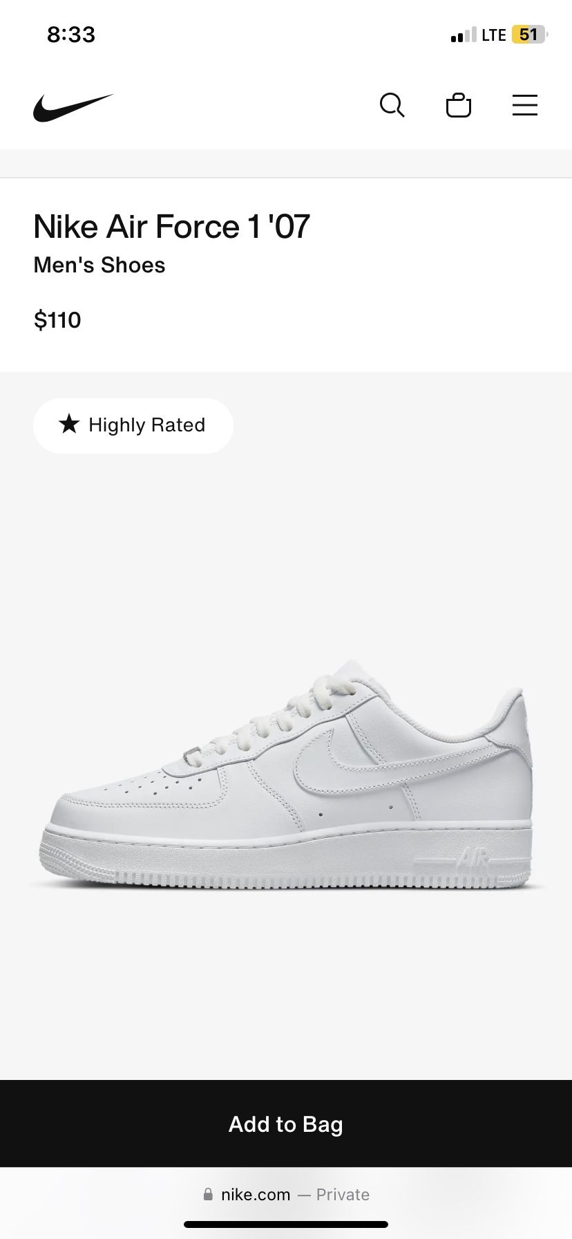Nike Air Force 1 White Size 13