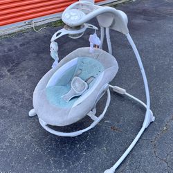 Ingenuity InLighten Baby Swing with Cool Mesh Fabric, Vibrations & Lights