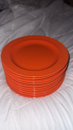 Set of 10 Orange Dinner Plates by Royal Norfolk