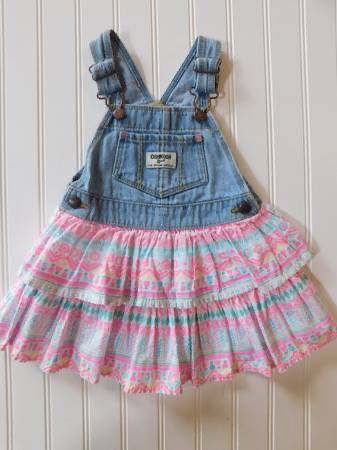 Oshkosh B'gosh Vestbak Girls Dress 18M Overall Ruffle Jumper Dress 18 Months