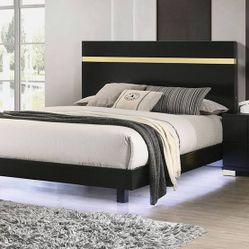 LED Queen Platform Bed Frame Black Alley Look