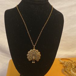 12k Gold Filled Chain With Crown Peacock 