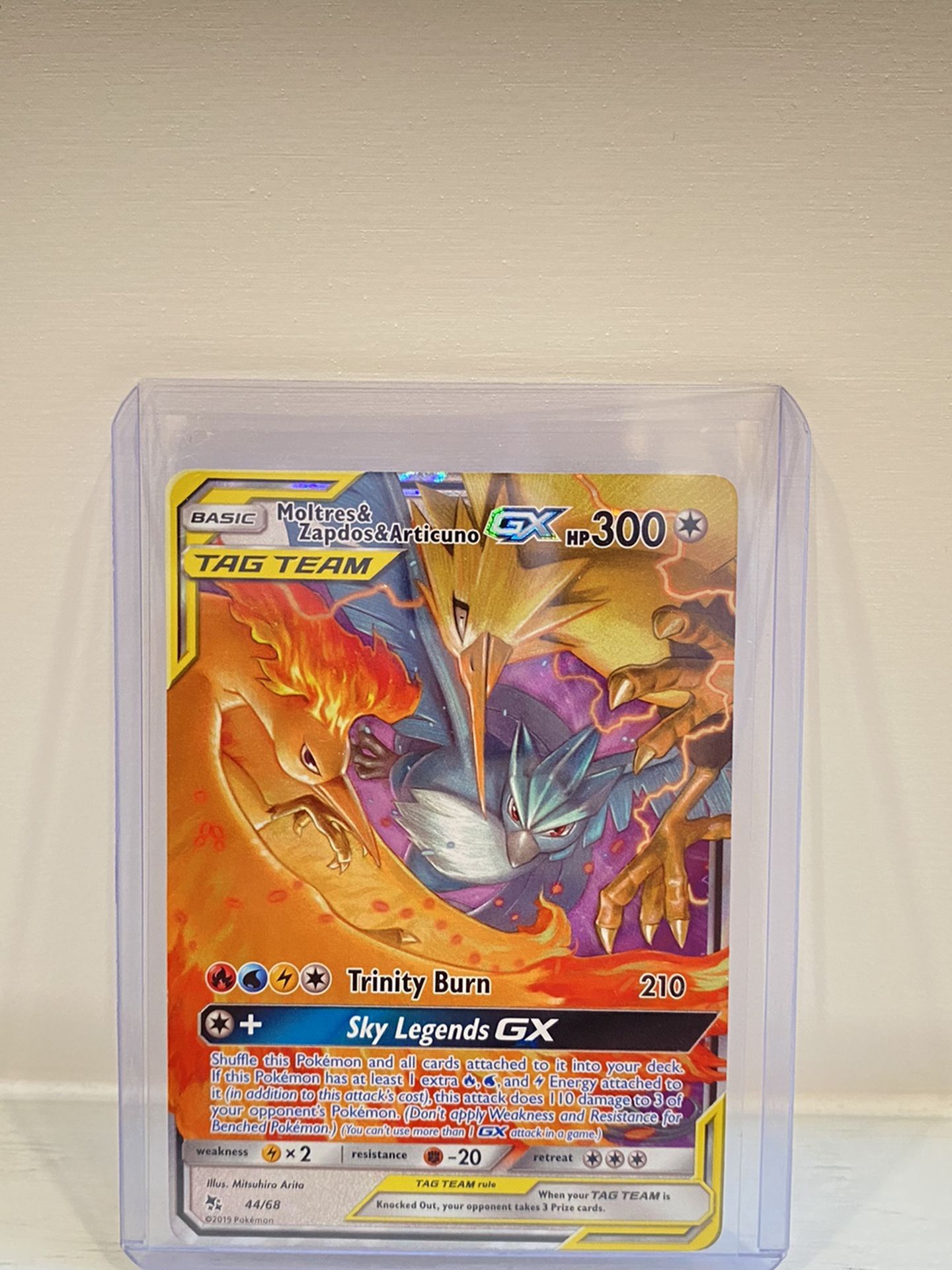 Moltres & Zapdos & Atricuno GX 44/68 Ultra Rare Holo Pokémon Card