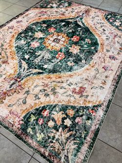 Beautiful peacock 🦚 pattern machine washable area rug - G115 - 8x10 feet