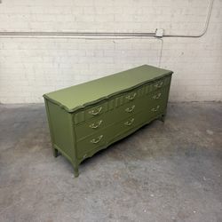 Delivery is available Vintage solid Wood Green dresser with 9 storage drawers $570 OBO!