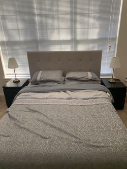 Bed with mattress and frame queen size