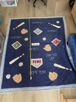 Pottery Barns 7ft x 5ft “Baseball Design” Blanket/Bed Comforter/Rug/Mat