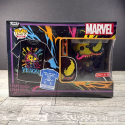 Funko Pop! Tees Marvel Venom Eddie Brock Blacklight T-Shirt M #869 Vaulted New
