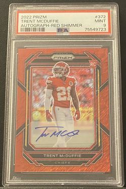 2022 Prizm Trent McDuffie Rookie Autograph Red Shimmer #16/35 PSA 9 COLOR MATCH