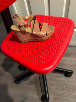 Brown Leather Cork Wedge Sandals