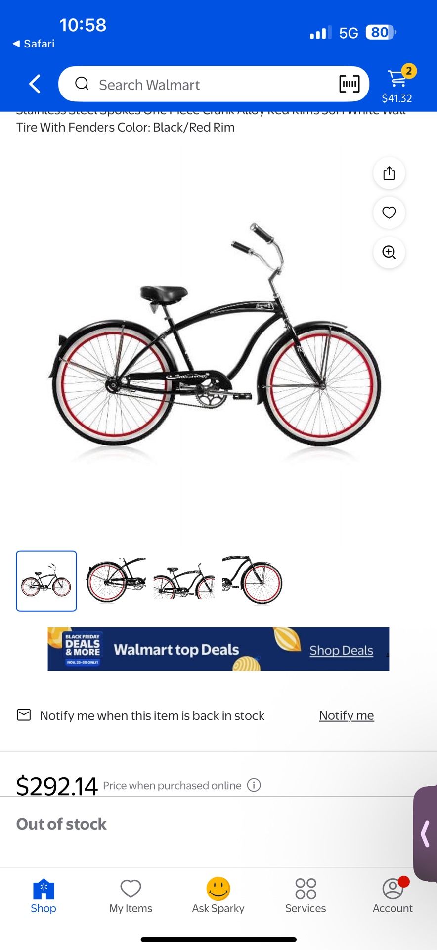 Men’s Black Cruiser Bike 