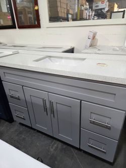 48" Gray Single Sink Bathroom Vanity with diamond top