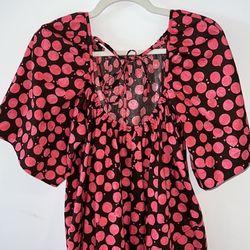 FREE People Pink/Chocolate Combo Jodie Printed Tunic Flowy Oversized top 
