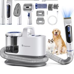 Pet Grooming Kit,Dog Vacuum for Shedding Grooming with 6 Pet Groomer Tools,Low Noise Stress-Free Dogs Hair Brush Vacuum Cleaner Dog Clippers for Cats 
