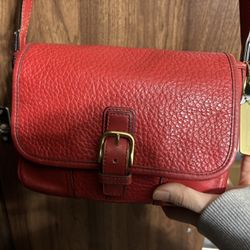 HADLEY LUXE GRAIN LEATHER FIELD BAG (COACH F31664) Red Vintage Cross Bag