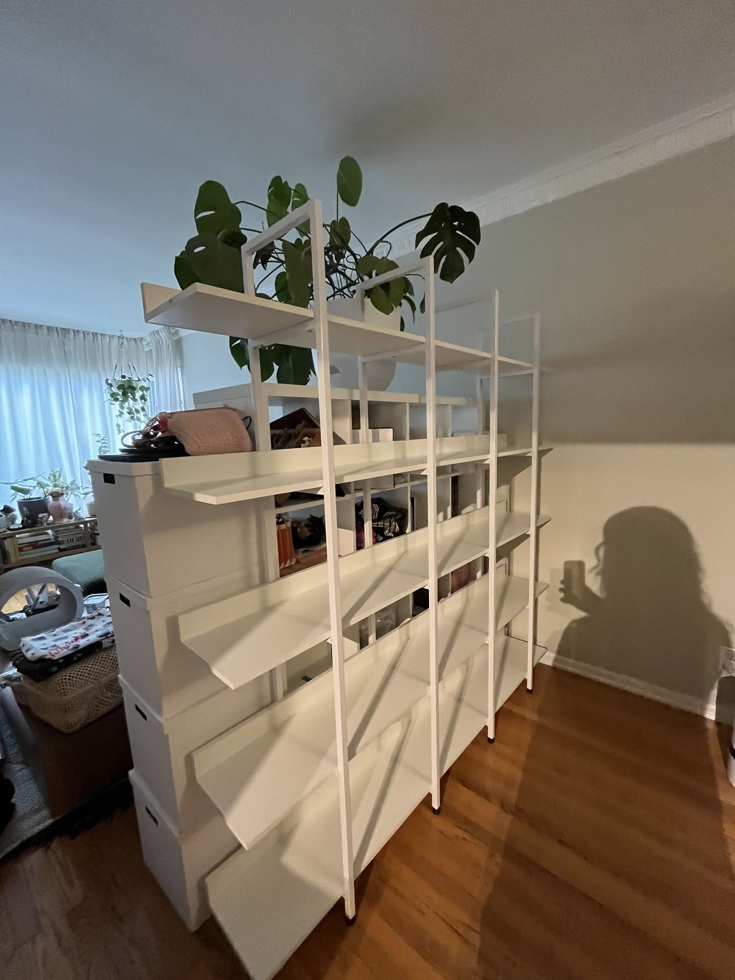 5 SHELF METAL/WOOD WHITE Modern