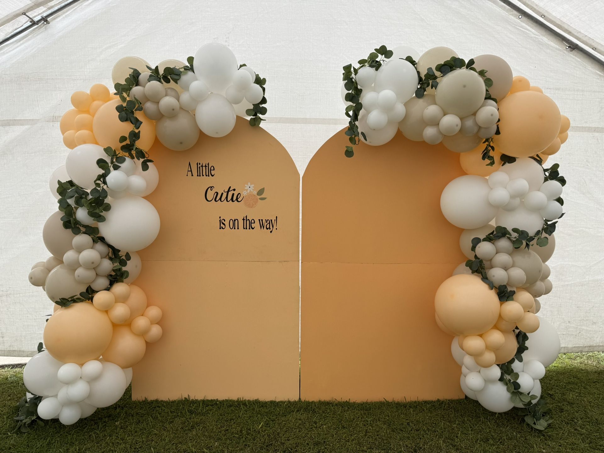 A Little Cutie Is On The Way Balloon Garland & Backdrop