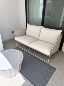Modern Outdoor Patio Loveseat – Cream Cushions