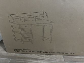 Saint Birch Finley Teak 47-inch White Writing Desk with Hutch