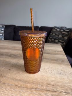 Starbucks Orange Studded Cold Cup Tumbler