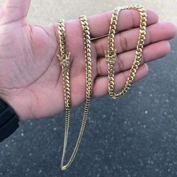 8MM Cuban Link Set 14k Gold Plated Doesn't Loses Color 