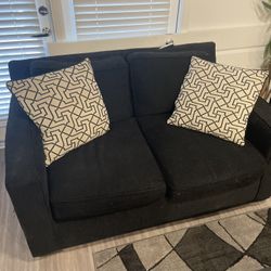 Black Fabric Love Seat