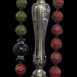 Vintage Fiocchi Italy silver, bead necklace with red and green beads(LL62)45