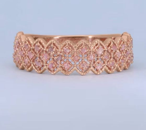 Uncut Natural Pink Diamond Eternity Ring - new! in Vermeil RG Over Sterling Silver
