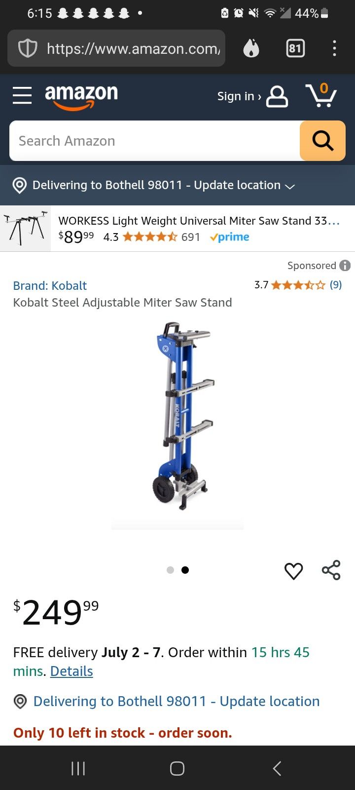 Kobalt Miter Saw Stand Item No. 0786032