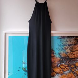 Celine Black Crepe Slip Dress (Size 38 / Midi) 