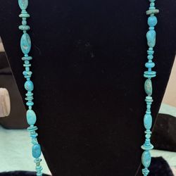 Turquoise Beaded Necklace – Long, Handcrafted Statement Piece
