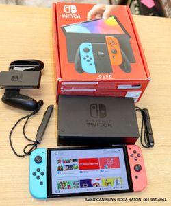 Nintendo Switch OLED Model HEG-001 64GB Red Blue Joy-Cons w/ Box Dock