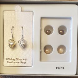 Stirling SILVER & Pearl Earrings 