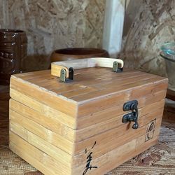 Vintage jewelry box Bamboo Like Style Wood