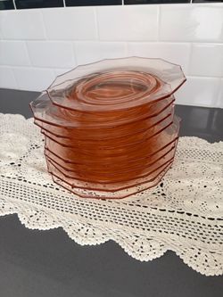 Pink Flamingo Depression Glass lunch Plates