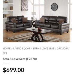 Brown Sofa And Love Seat Set 